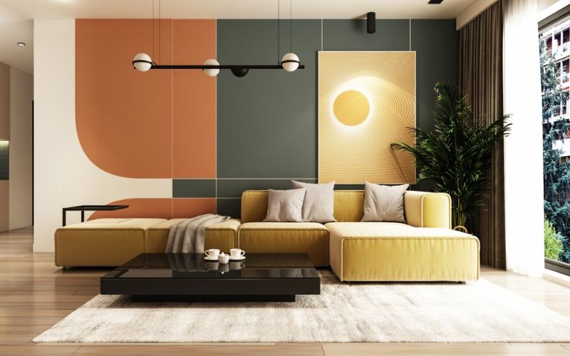 style thiết kế nội thất Color Block